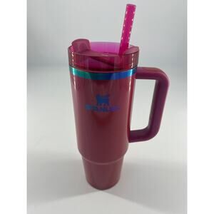 Stanley Cup 30 Ounces Oz Dark Pink Straw Tumbler Handle Insulated BPA Free